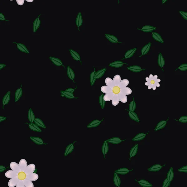 Flores Com Folhas Sem Costura Fundo Ilustração Vetorial — Vetor de Stock