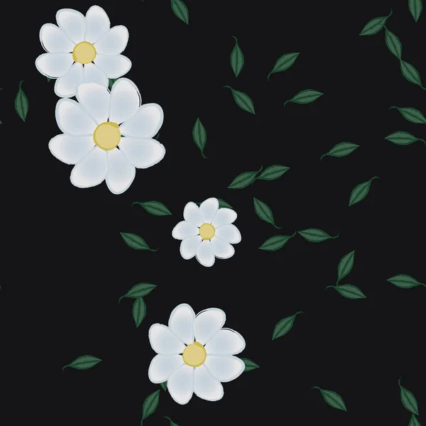 Καλοκαιρινά Πέταλα Λουλουδιών Φύλλα Φόντο Διανυσματική Απεικόνιση — Διανυσματικό Αρχείο