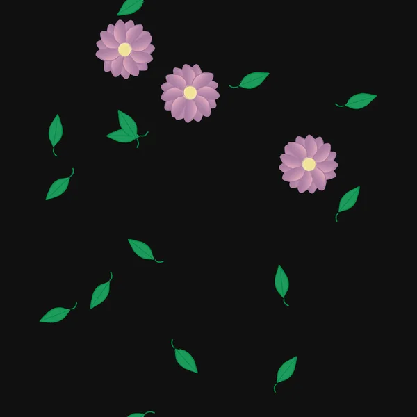 Flores Con Hojas Fondo Sin Costuras Ilustración Vectorial — Vector de stock