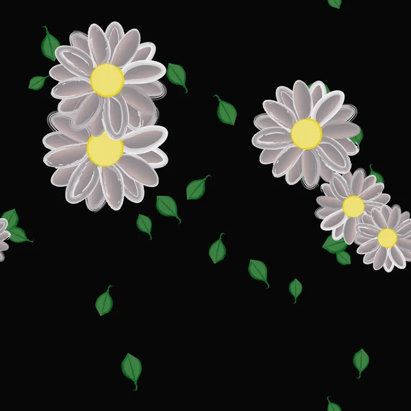 Zomer Bloemen Bloemblaadjes Met Bladeren Achtergrond Vector Illustratie — Stockvector