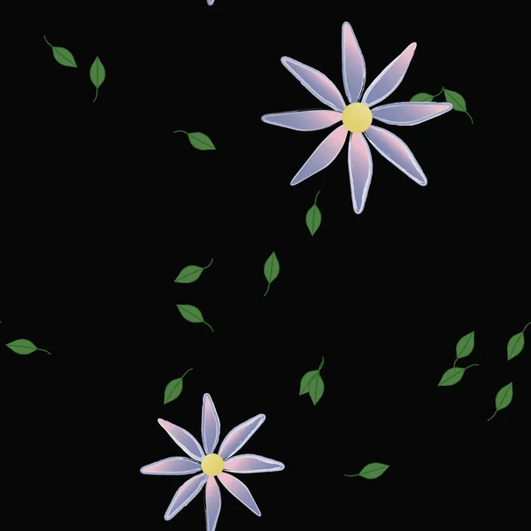 Flores Simples Con Hojas Verdes Composición Libre Ilustración Vectorial — Archivo Imágenes Vectoriales