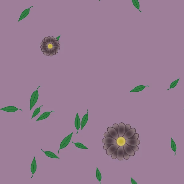 Composición Diseño Con Flores Simples Hojas Verdes Ilustración Vectorial — Vector de stock