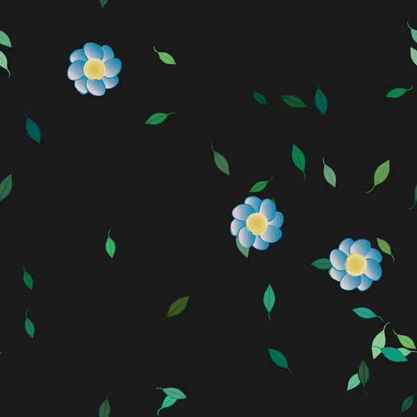 Hermosa Composición Con Flores Colores Simples Hojas Verdes Fondo Ilustración — Archivo Imágenes Vectoriales