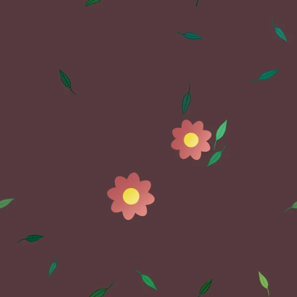 Blüten Mit Grünen Blättern Freier Zusammensetzung Vektorillustration — Stockvektor