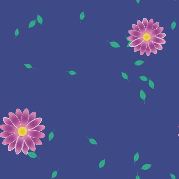 Composição Design Com Flores Simples Folhas Verdes Ilustração Vetorial — Vetor de Stock