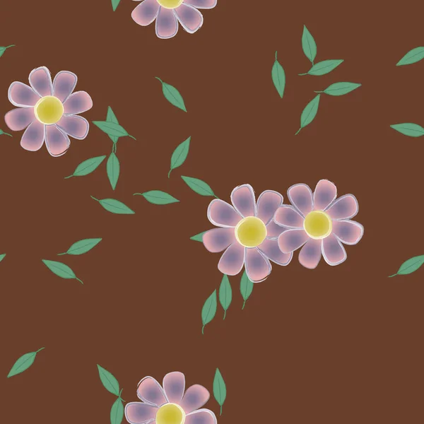 Composición Libre Con Flores Colores Simples Hojas Verdes Para Papel — Vector de stock