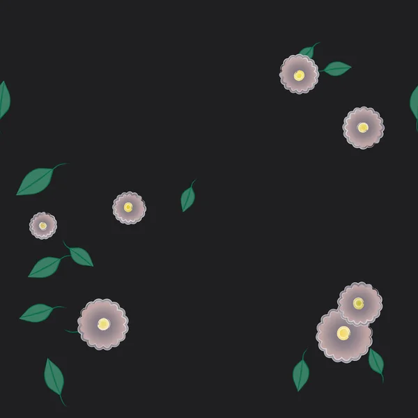 Fleurs Simples Avec Des Feuilles Vertes Composition Libre Illustration Vectorielle — Image vectorielle