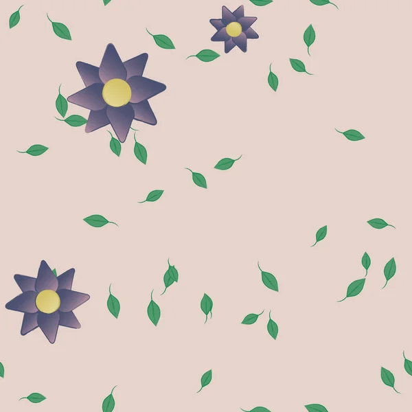 Composition Design Avec Fleurs Simples Feuilles Vertes Illustration Vectorielle — Image vectorielle