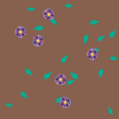 Basit renkli çiçekler ve yeşil yapraklı vektör şablonu