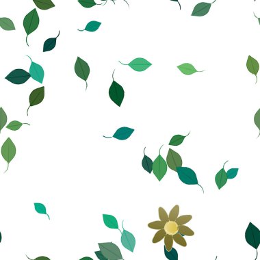 Basit renkli çiçekler ve yeşil yapraklı vektör şablonu