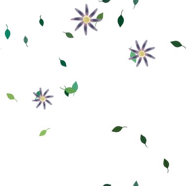 Basit renkli çiçekler ve yeşil yapraklı vektör şablonu