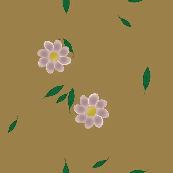 Belle Composition Avec Des Fleurs Colorées Simples Des Feuilles Vertes — Image vectorielle