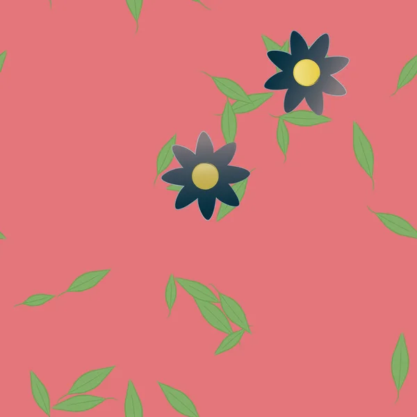 Flores Con Hojas Verdes Composición Libre Ilustración Vectorial — Archivo Imágenes Vectoriales