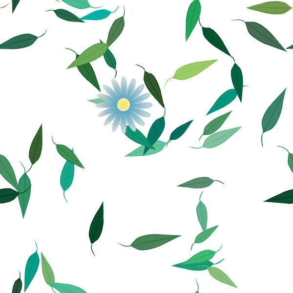 Free Composition Simple Colorful Flowers Green Leaves Wallpaper Vector Illustration — Stock Vector