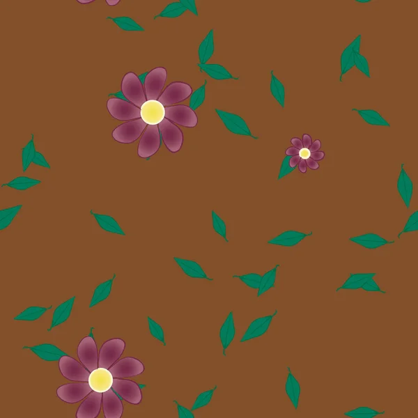 Fleurs Colorées Feuilles Vertes Arrière Plan Illustration Vectorielle — Image vectorielle