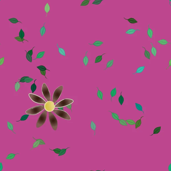 Composition Design Avec Fleurs Simples Feuilles Vertes Illustration Vectorielle — Image vectorielle