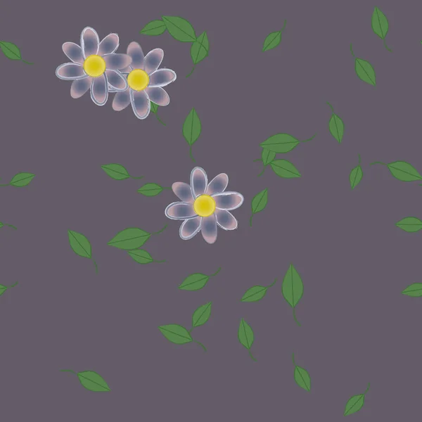 Flores Con Hojas Verdes Composición Libre Ilustración Vectorial — Vector de stock