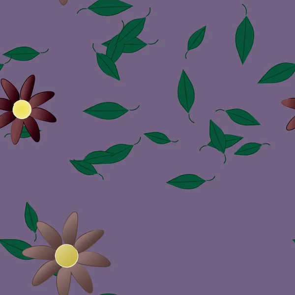 Composition Design Avec Fleurs Simples Feuilles Vertes Illustration Vectorielle — Image vectorielle