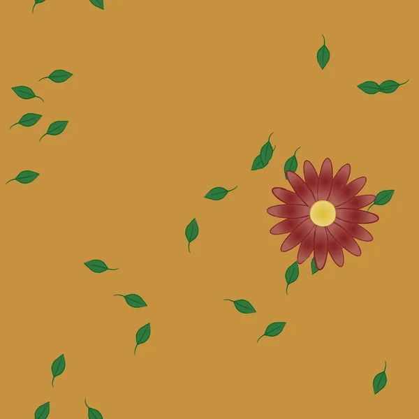 Composição Design Com Flores Simples Folhas Verdes Ilustração Vetorial — Vetor de Stock