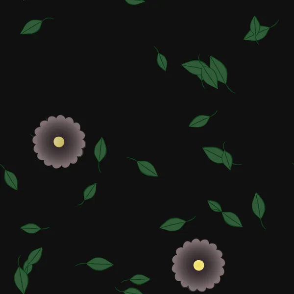 Mooie Compositie Met Eenvoudige Gekleurde Bloemen Groene Bladeren Achtergrond Vector — Stockvector