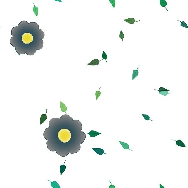 Composición Libre Con Flores Colores Simples Hojas Verdes Para Papel — Vector de stock