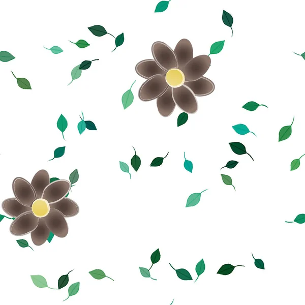 花や緑の葉が描かれています — ストックベクタ