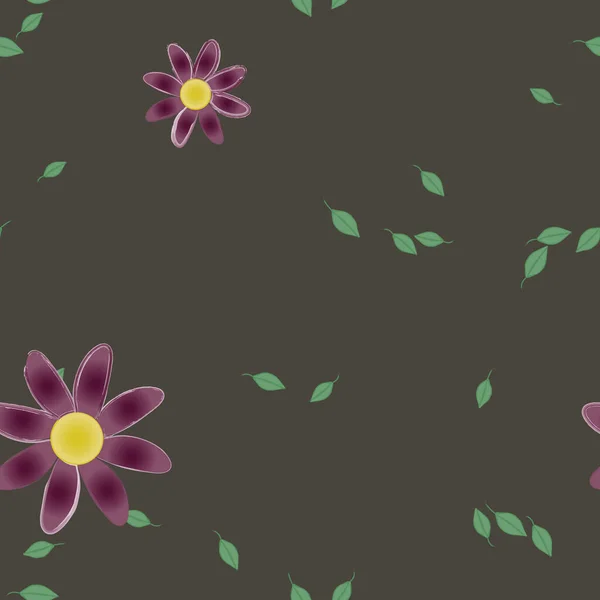 Composition Design Avec Fleurs Simples Feuilles Vertes Illustration Vectorielle — Image vectorielle