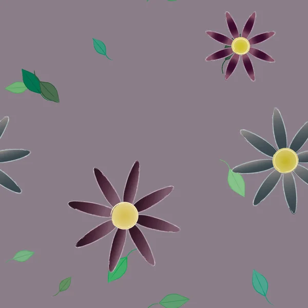 Flores Con Hojas Verdes Composición Libre Ilustración Vectorial — Vector de stock