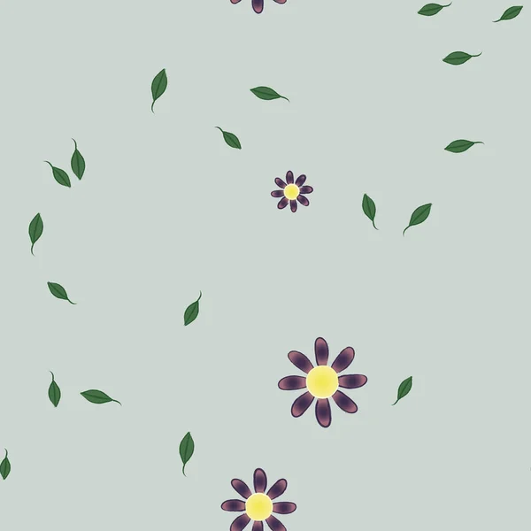 Flores Simples Con Hojas Verdes Composición Libre Ilustración Vectorial — Archivo Imágenes Vectoriales