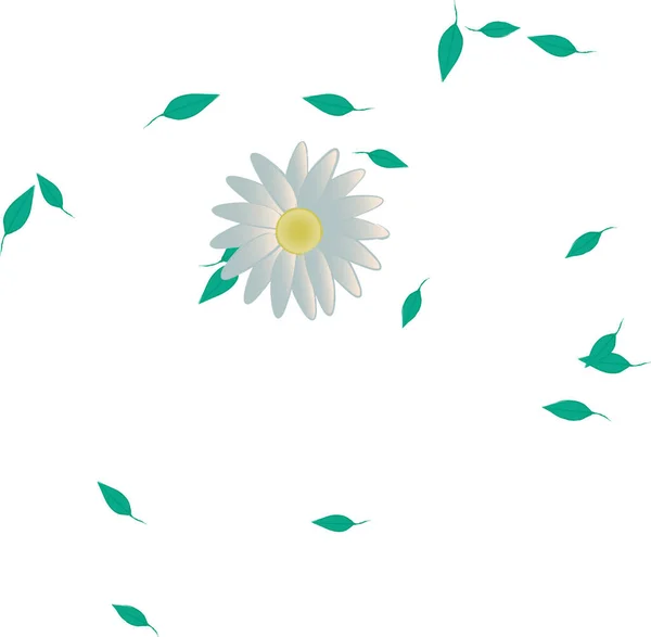 Modèle Vectoriel Avec Des Fleurs Colorées Simples Des Feuilles Vertes — Image vectorielle