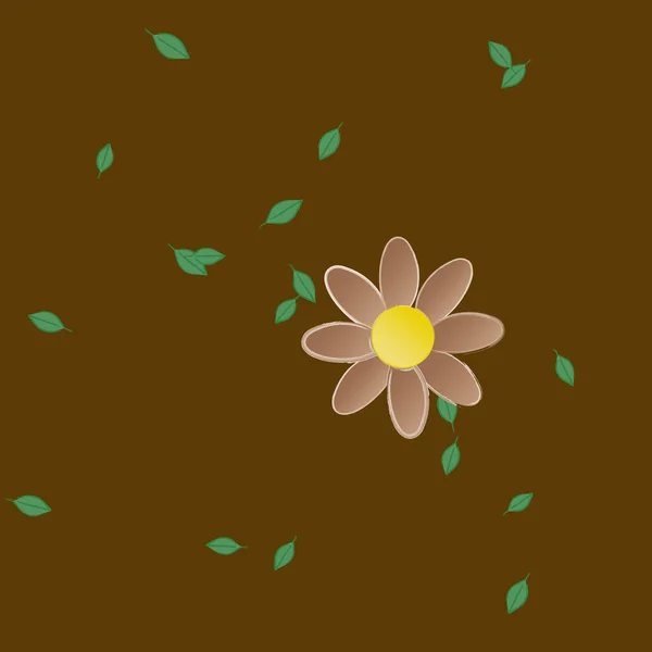 Fleurs Aux Feuilles Vertes Composition Libre Illustration Vectorielle — Image vectorielle