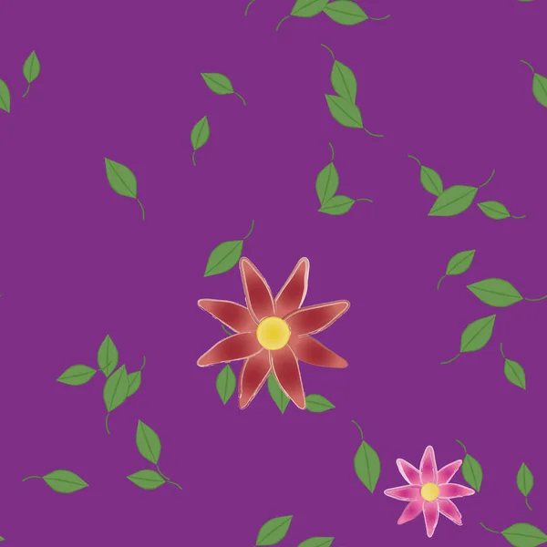 Indah Komposisi Dengan Sederhana Berwarna Bunga Dan Daun Hijau Latar - Stok Vektor