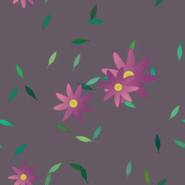 Fleurs Aux Feuilles Vertes Composition Libre Illustration Vectorielle — Image vectorielle