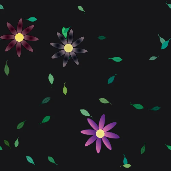 Composición Libre Con Flores Colores Simples Hojas Verdes Para Papel — Vector de stock