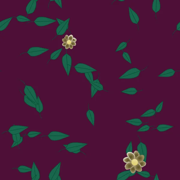 Composition Design Avec Fleurs Simples Feuilles Vertes Illustration Vectorielle — Image vectorielle