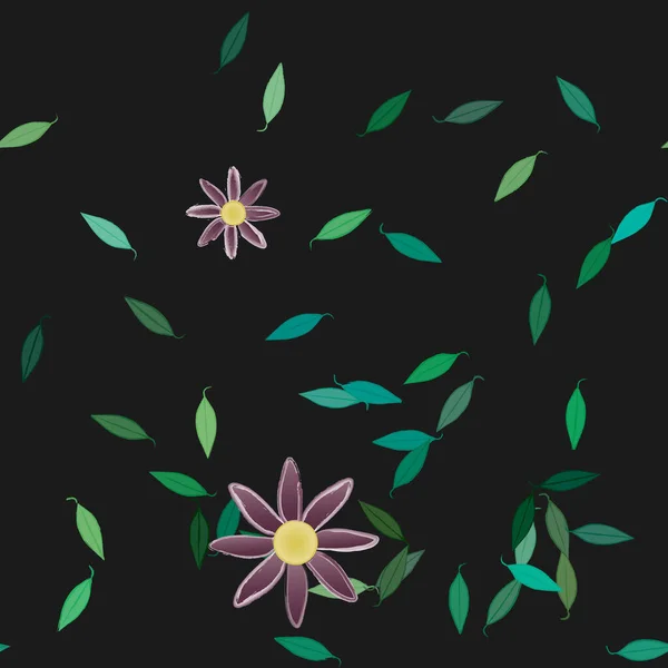 Fleurs Aux Feuilles Vertes Composition Libre Illustration Vectorielle — Image vectorielle