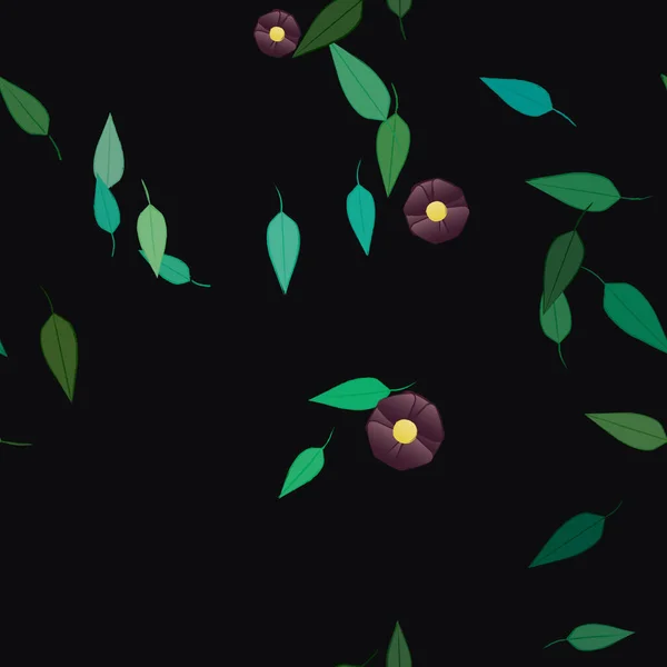 Hermosa Composición Con Flores Colores Simples Hojas Verdes Fondo Ilustración — Archivo Imágenes Vectoriales