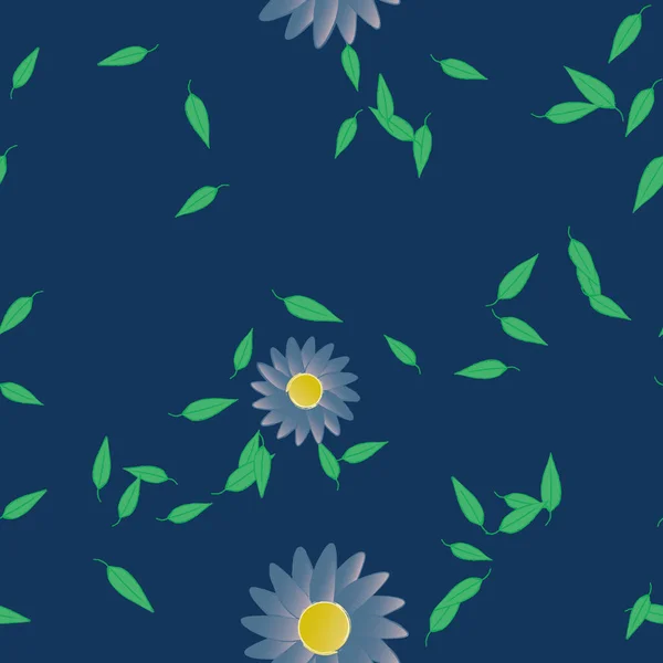 Hermosa Composición Con Flores Colores Simples Hojas Verdes Fondo Ilustración — Vector de stock