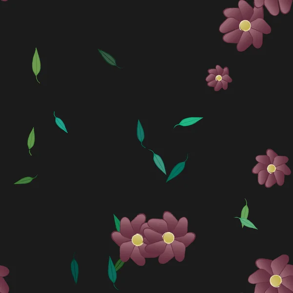 Composition Design Avec Fleurs Simples Feuilles Vertes Illustration Vectorielle — Image vectorielle