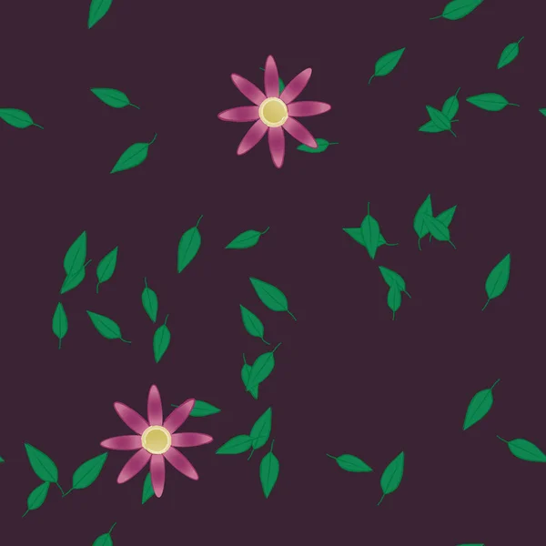 Composición Libre Con Flores Colores Simples Hojas Verdes Para Papel — Vector de stock