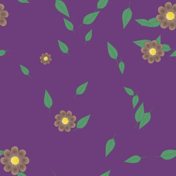 Hermosa Composición Con Flores Colores Simples Hojas Verdes Fondo Ilustración — Vector de stock