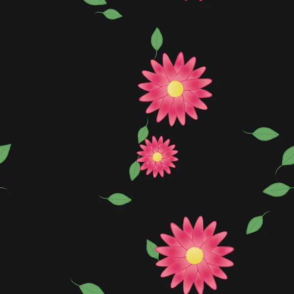 Composition Design Avec Fleurs Simples Feuilles Vertes Illustration Vectorielle — Image vectorielle