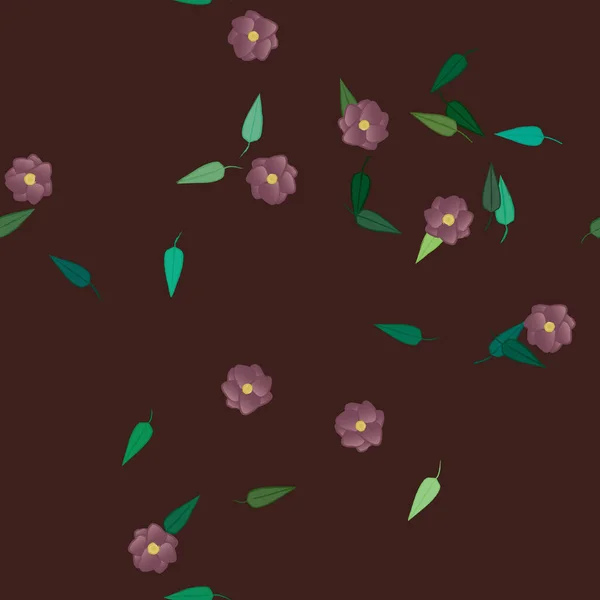 Flores Con Hojas Verdes Composición Libre Ilustración Vectorial — Archivo Imágenes Vectoriales