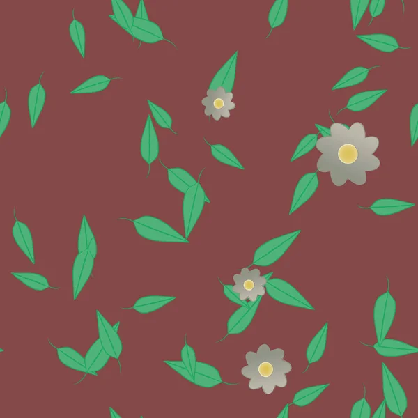 Flores Con Hojas Verdes Composición Libre Ilustración Vectorial — Vector de stock