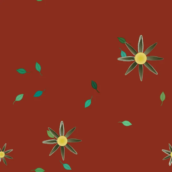 Flores Con Hojas Verdes Composición Libre Ilustración Vectorial — Vector de stock