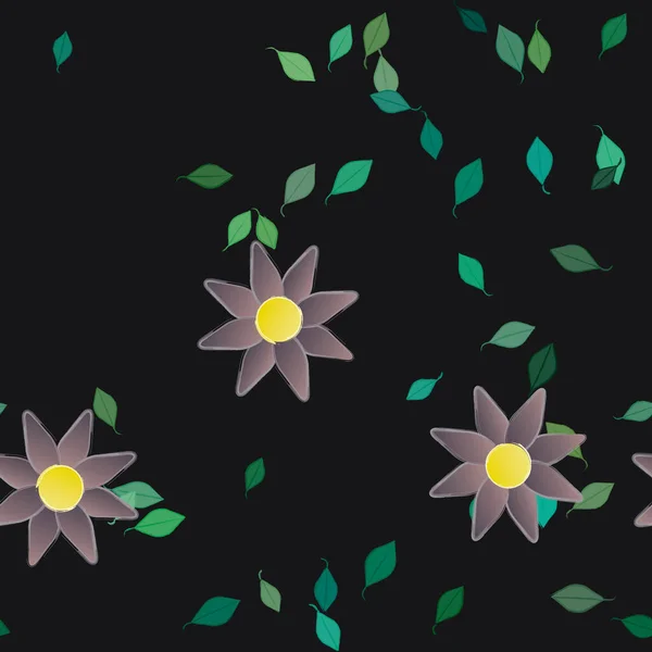 Flores Com Folhas Verdes Composição Livre Ilustração Vetorial — Vetor de Stock