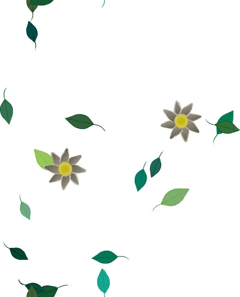 Вільна Композиція Простими Барвистими Квітами Зеленим Листям Шпалер Векторні Ілюстрації — стоковий вектор