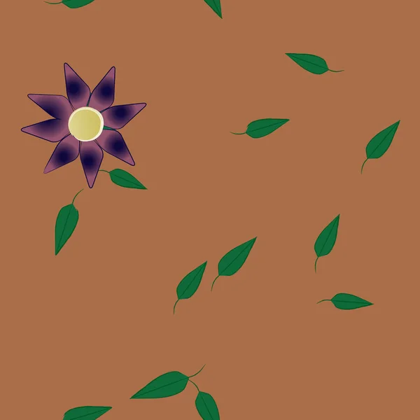 Fleurs Simples Avec Des Feuilles Vertes Composition Libre Illustration Vectorielle — Image vectorielle