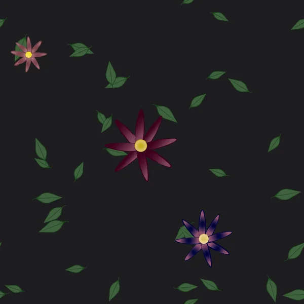 Belle Composition Avec Des Fleurs Couleur Simple Des Feuilles Vertes — Image vectorielle