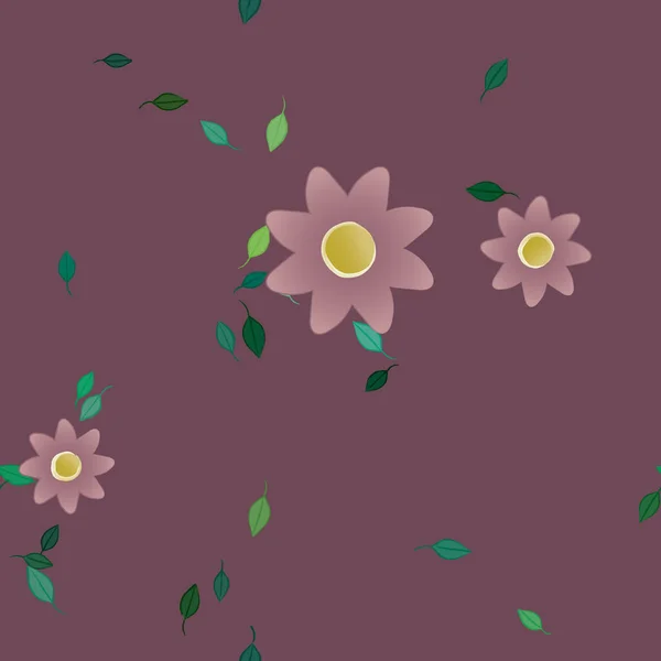 Flores Colores Hojas Verdes Fondo Ilustración Vectorial — Vector de stock